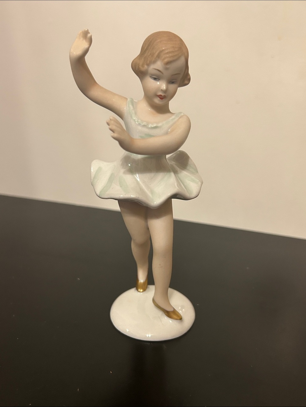 Wallendorf 1764 German porcelain ballerina with gold accent.
